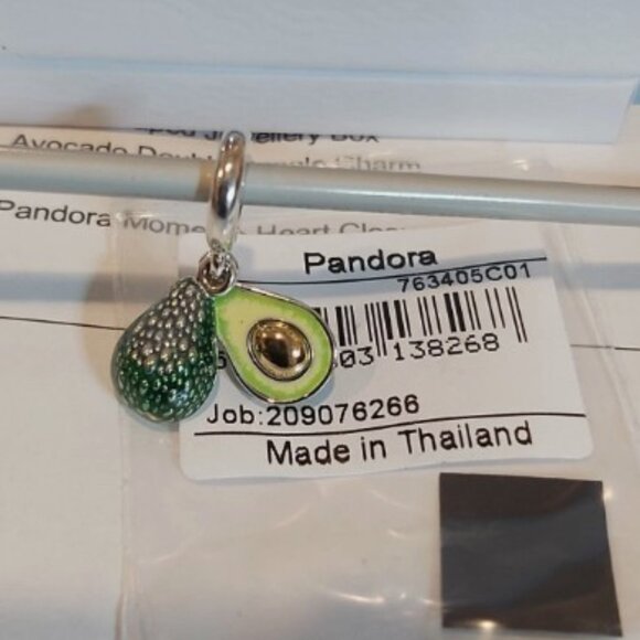 Authentic PANDORA Sterling Silver Avocado Double Dangle Charm 763405C01 - Picture 4 of 9